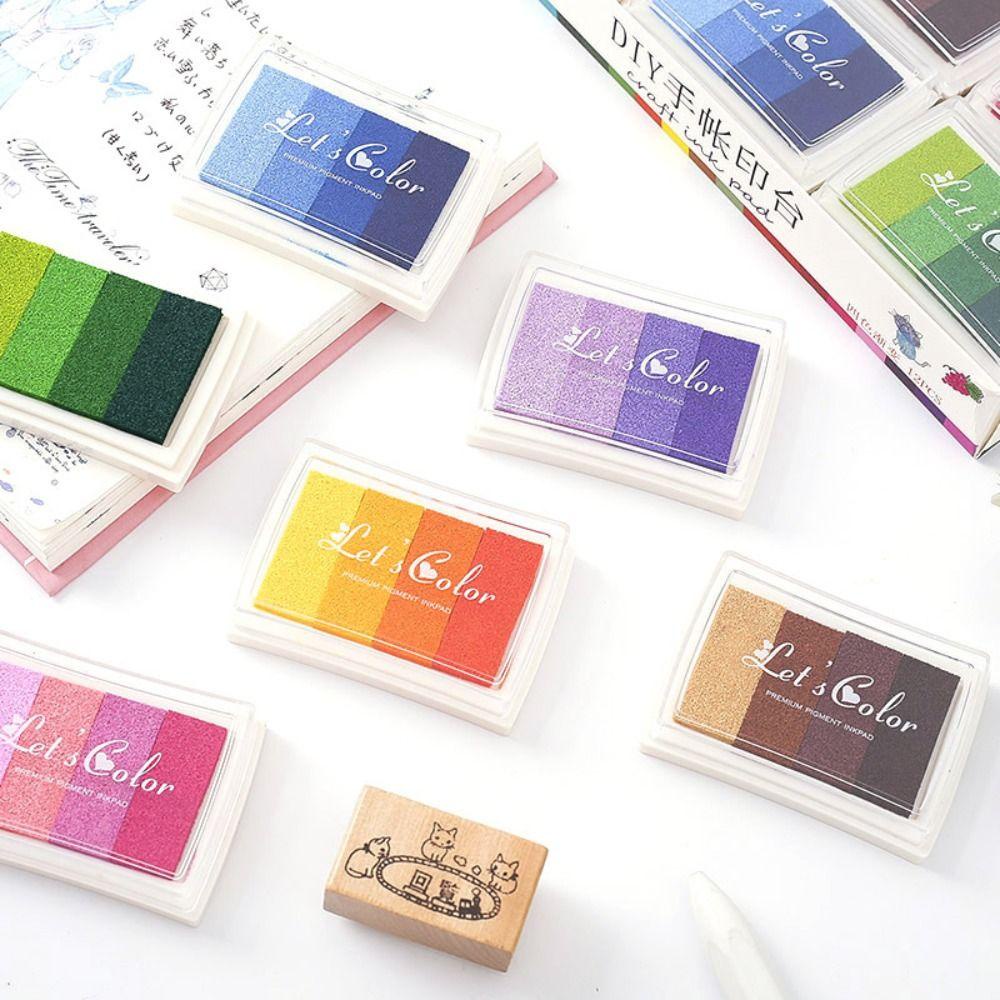Lanfy Rainbow Ink Pad Kreatif Keselamatan DIY Kerajinan Tangan Akun Sekolah Kantor Newborn Tapak Inkpad