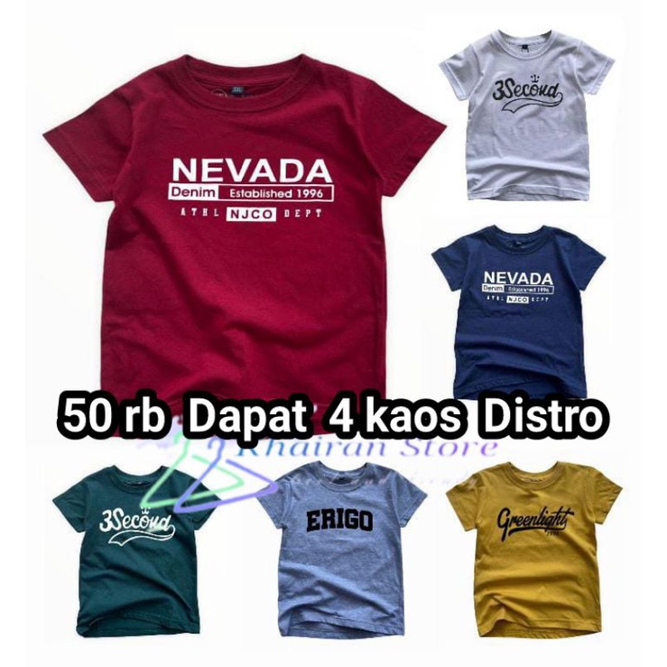 Kaos Anak Laki Laki Baju Anak Laki Laki Distro Paket Kaos Anak 50rb dapat 4 kaos bahan katun