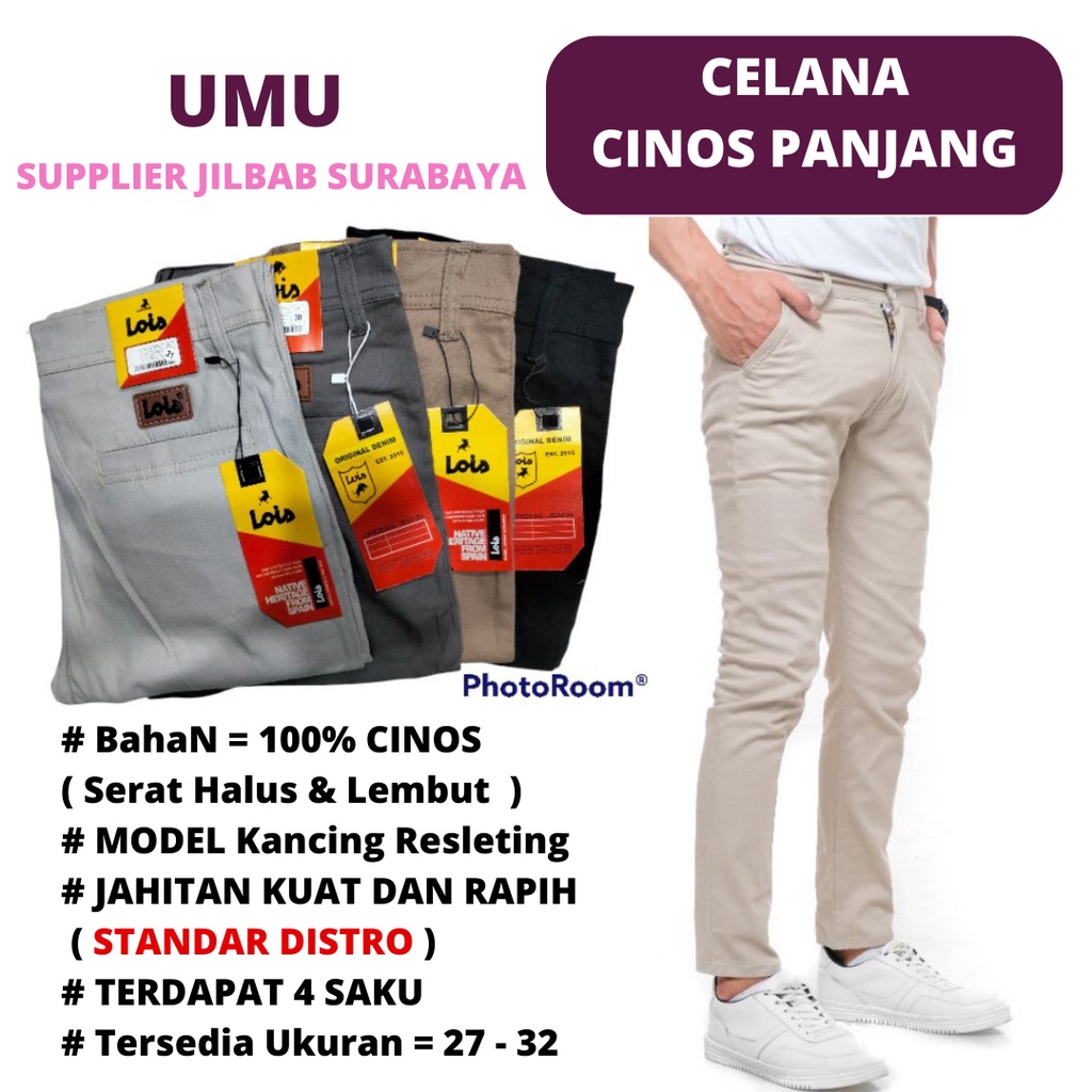 CelanaPanjang Skinny Chino Pria Formal Casual Slimfit Stylish Cream Mocca Hitam Abu-abu Coklat cino