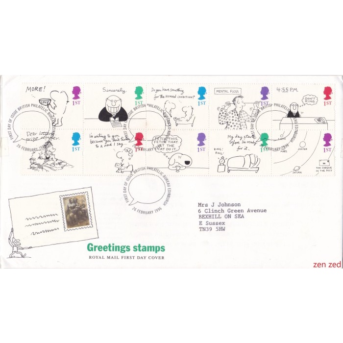 

A778 Prangko Inggris FDC 1996 Greetings Stamps 1 Pcs