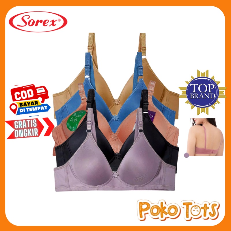 Sorex Bra Tanpa Kawat Super Soft Busa Sedang Setara Cup B Kait 2 Pakaian Dalam Wanita BH Polos 17238 Sorex Beha