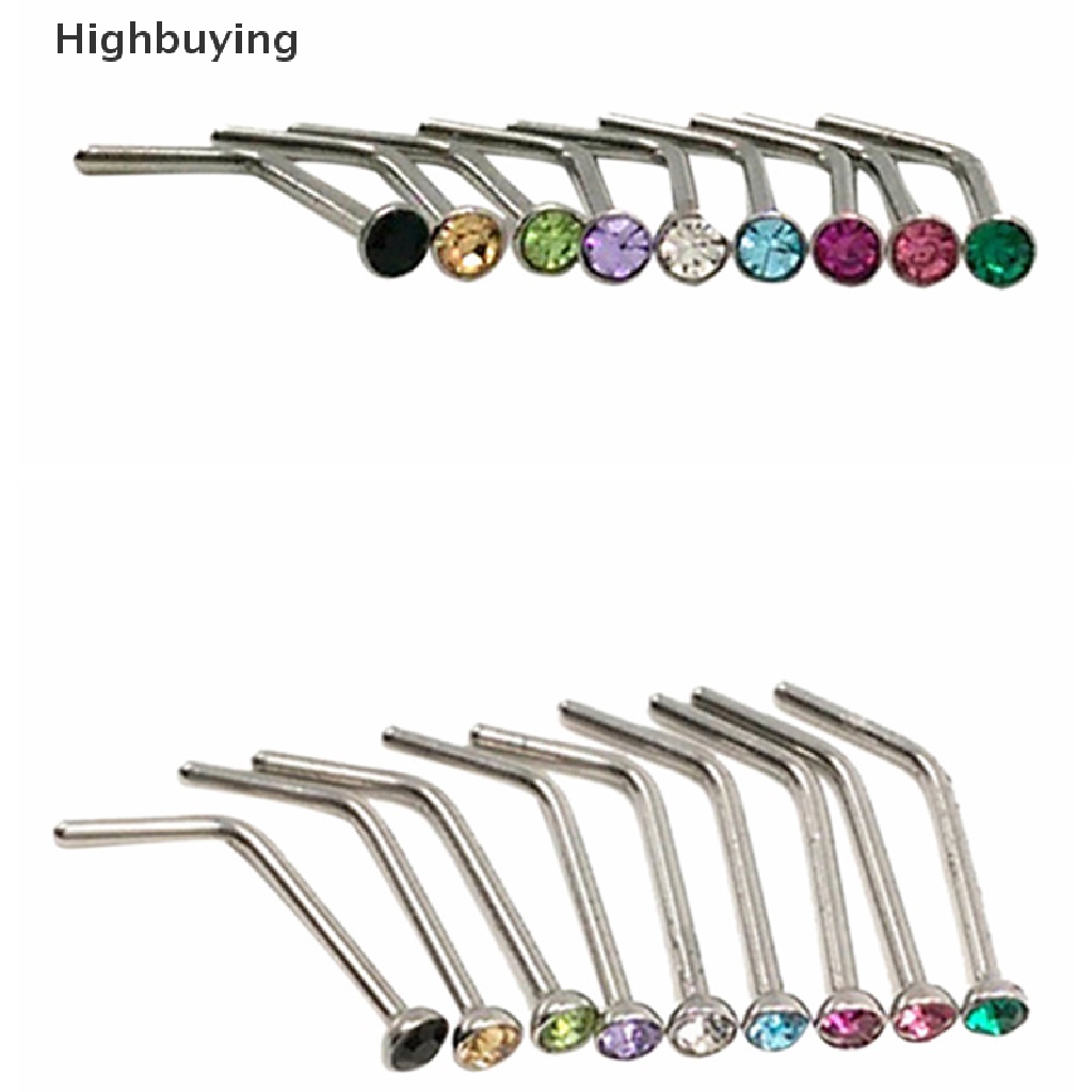 Hbid 10Pcs Berlian Imitasi Stainless Steel Sekrup Hidung Hoop Cincin Stud Perhiasan Tubuh Glory