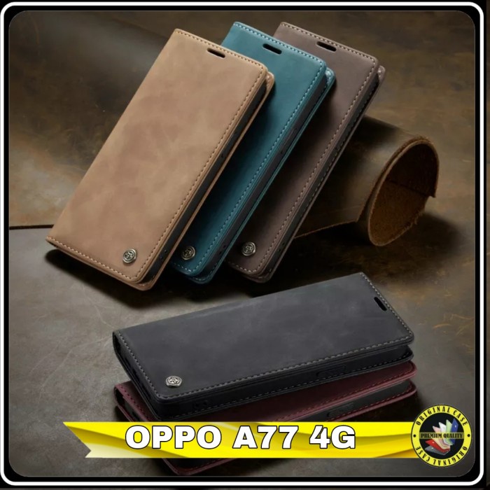 Casing Oppo A77S A 77s 4G Flip Case Dompet sarung Leather Wallet - Hitam