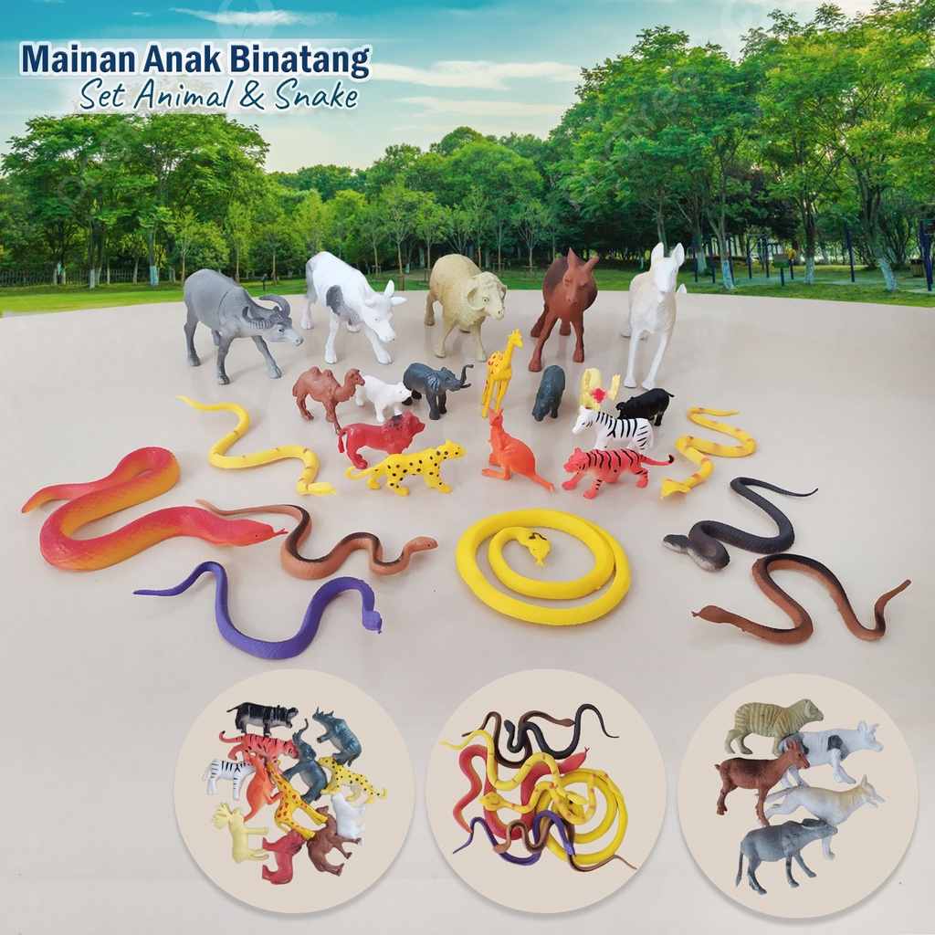 Mainan Anak Set Binatang Karet Animal Snake Mainan Anak Animal Figure