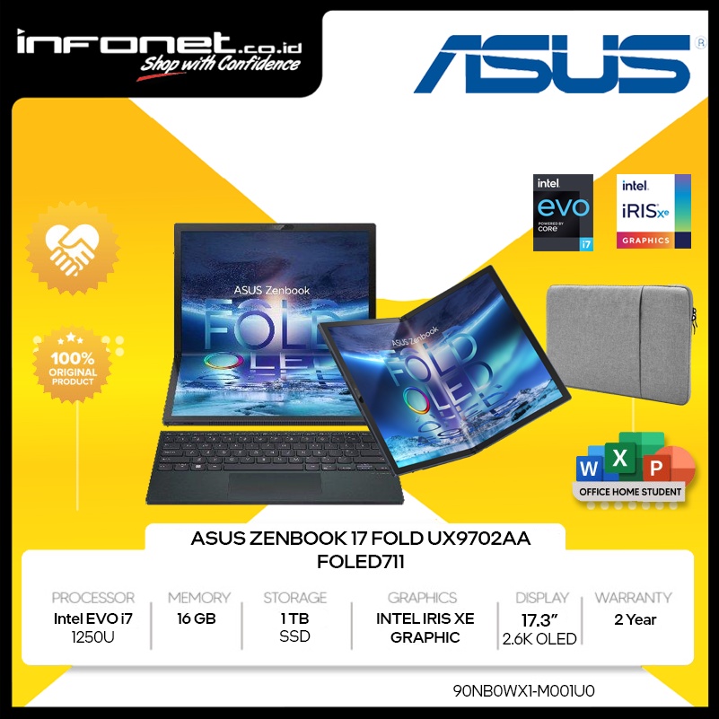 ASUS ZENBOOK 17 FOLD UX9702AA FOLED711 i7 1250U 16GB 1TB W11 OHS