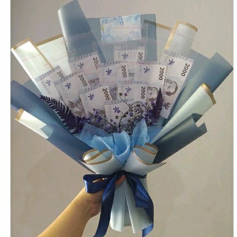 Bucket buket uang asli 2000an/money bouquet pecahan 2ribu emisi baru/lama