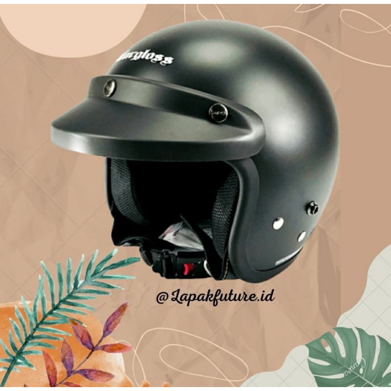 HELM BOGO CARGLOSS RETRO HITAM DOFF ORIGINAL