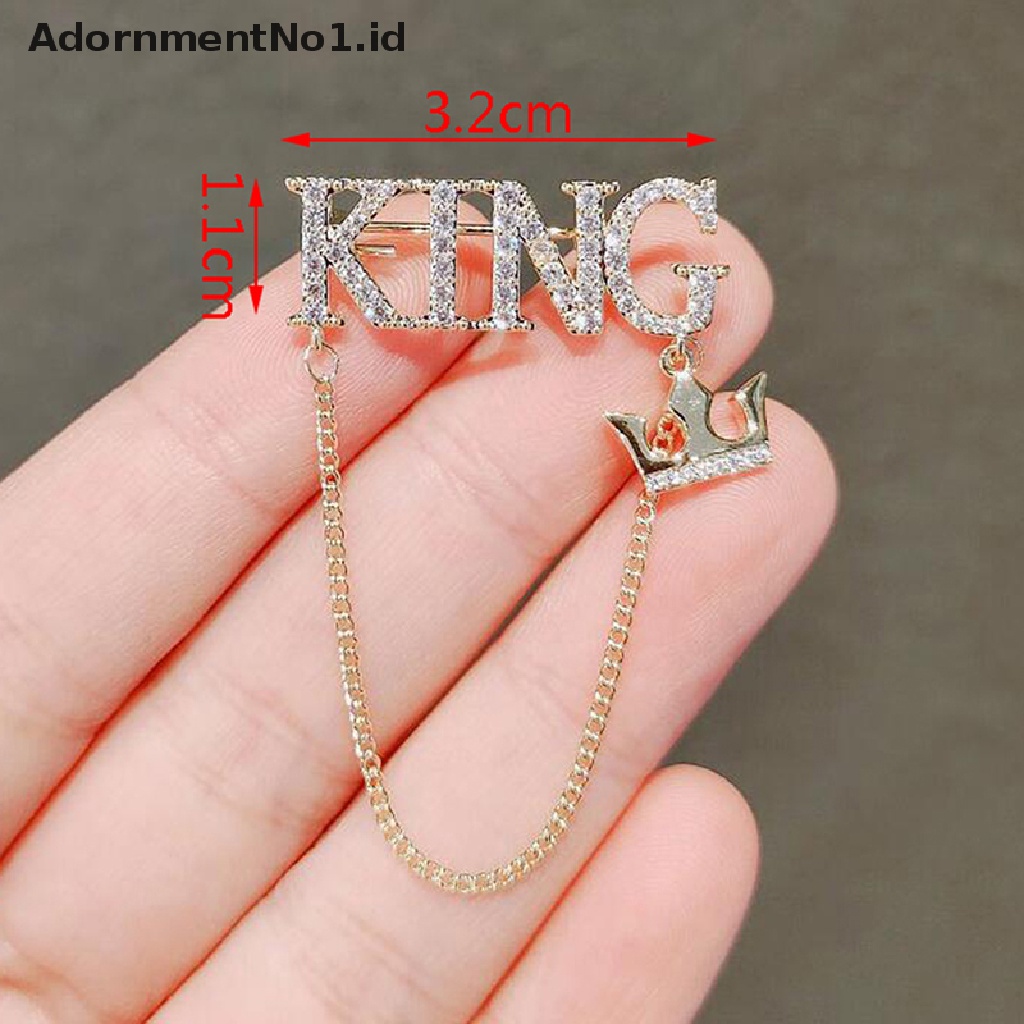 [AdornmentNo1] Fashion Pria Wanita Wanita Bros Lucu Surat Raja Sweater Mantel Aksesoris Bros Pesta Pernikahan Bros Pin Berpohon Raja Surat Bros Mutiara Bros Perhiasan Hadiah [ID