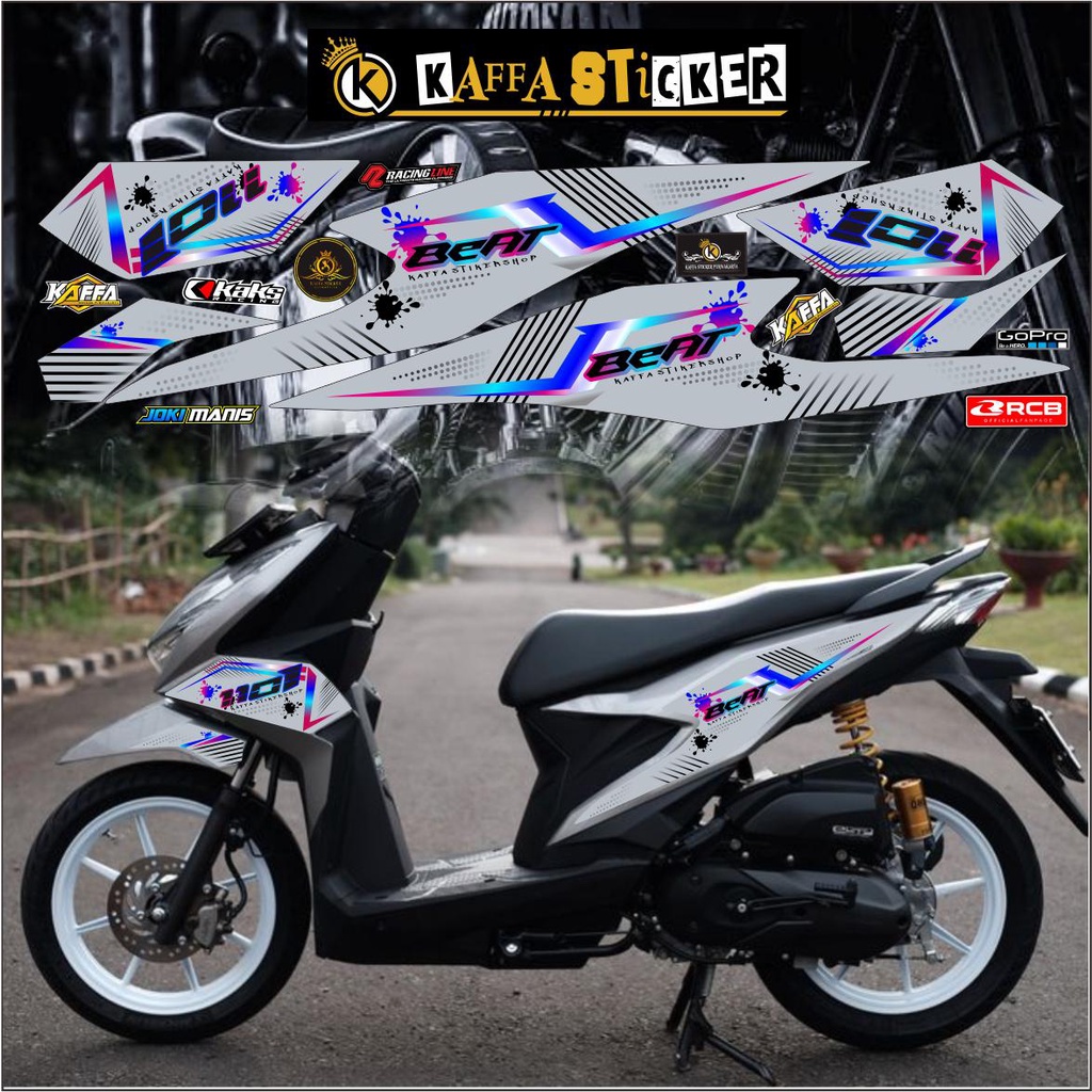STICKER STRIPING VARIASI BEAT DELUXE BEAT NEW STIKER POLET LIST SILVER RACING