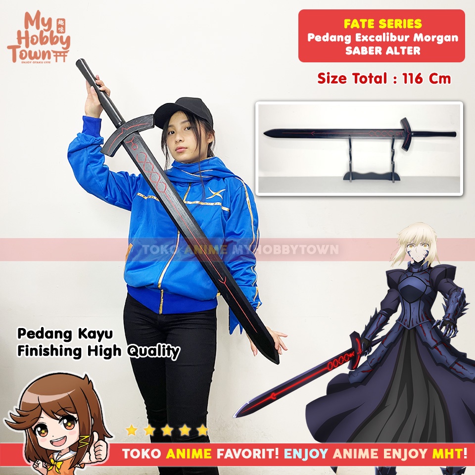 Replika Pedang Kayu Fate Series Excalibur Morgan Black Saber Alter Cosplay Property
