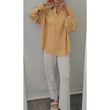 kemeja wanita/asymmetric shirt Gingham vol 2