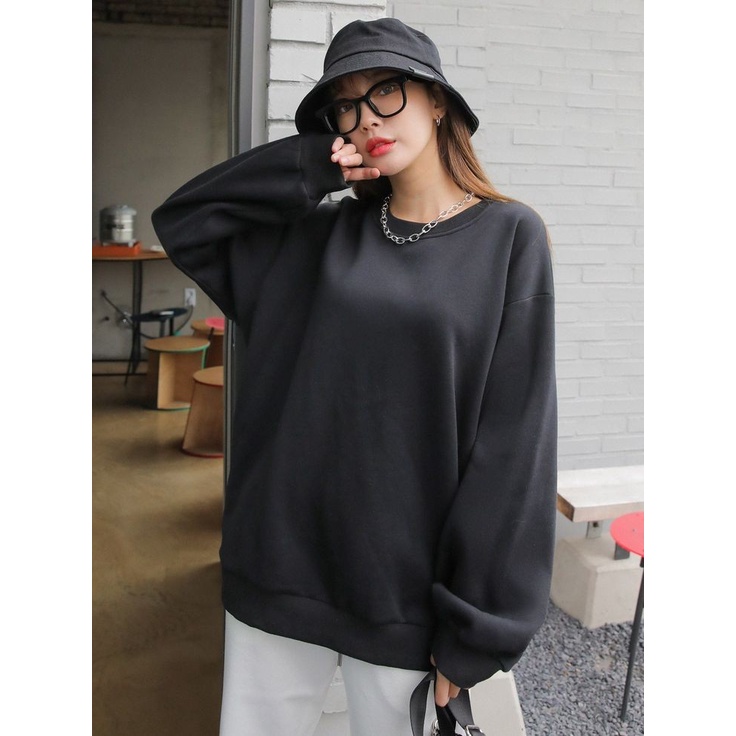 BASIC POLOS Sweater Crewneck Oblong Pria Wanita Oversize Style Korean Kasual Fashion Gaya Santai Trendy