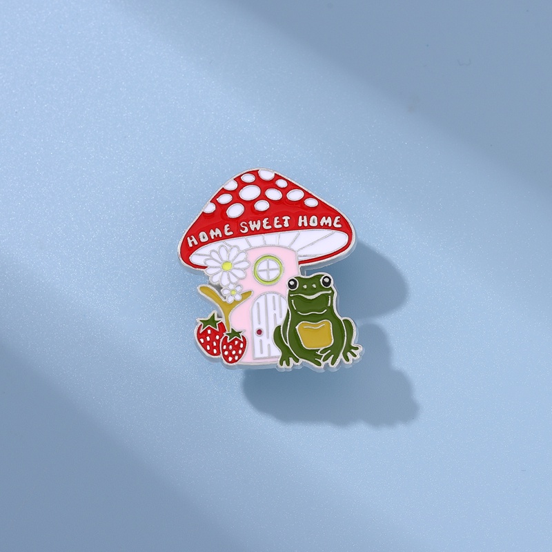 Pin Enamel Kodok Jamur Kartun Hewan Hias Bros Topi Ransel Hias Lapel Pin Sweater Lencana Logam Untuk Teman