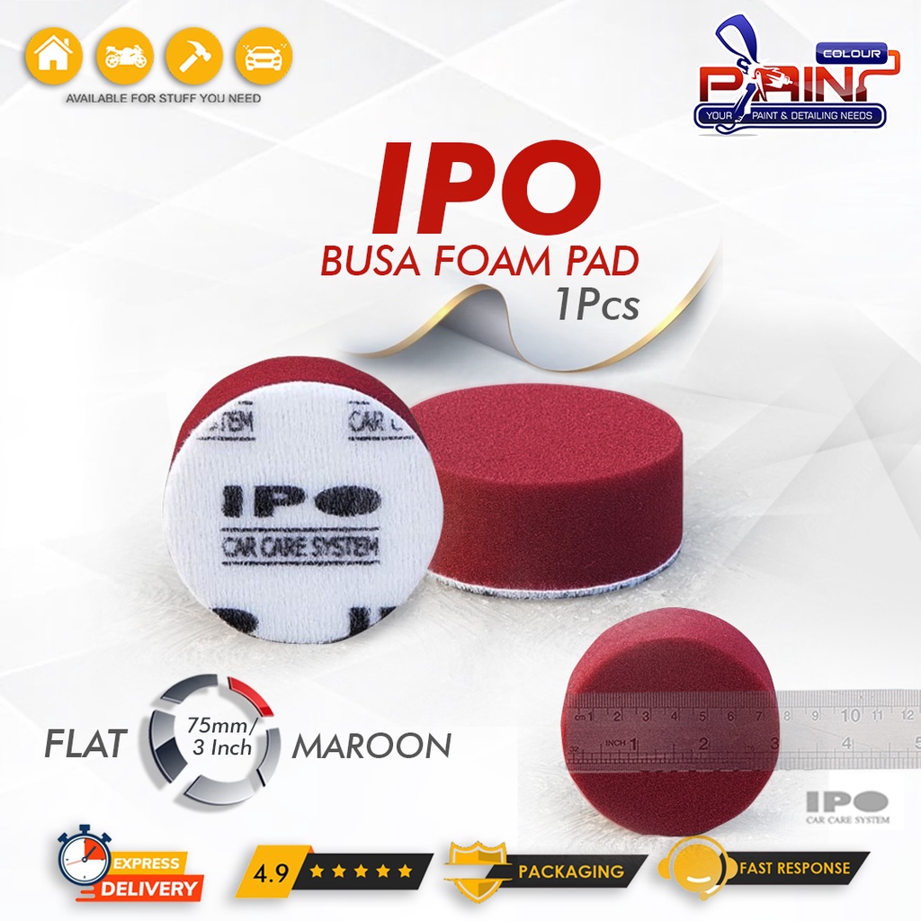 IPO Busa Flat Cutting Pad 3 inch Maroon - Busa Poles Flat 75mm