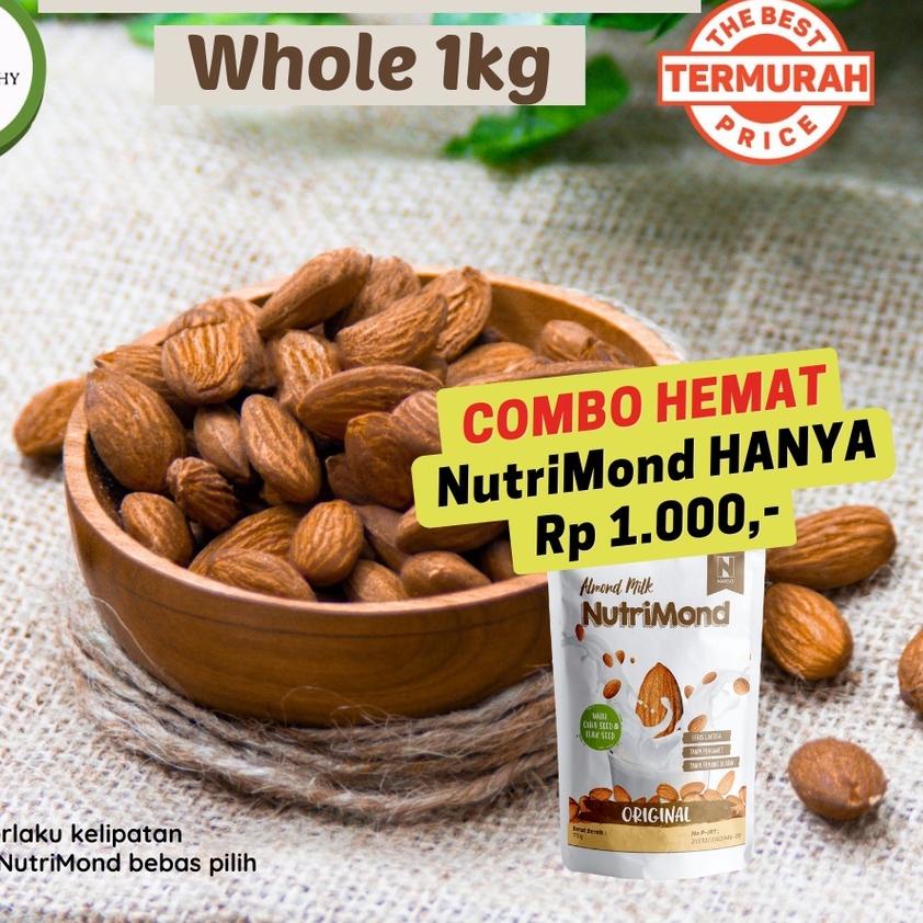 

Diskon[HJ]-Roasted Almond Whole 1kg ( Kacang Almond Panggang / Matang ) Ukuran Besar 27-30 Tanpa Cangkang