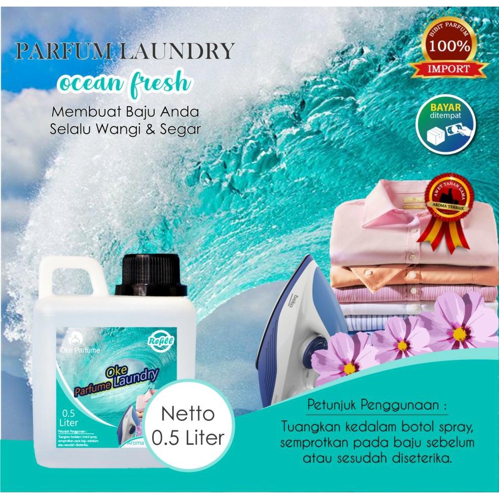 Parfum Laundry Aroma Ocean Fresh - Pewangi Laundry Aroma Ocean Fresh 500 ML - Parfum Tahan Lama Arom