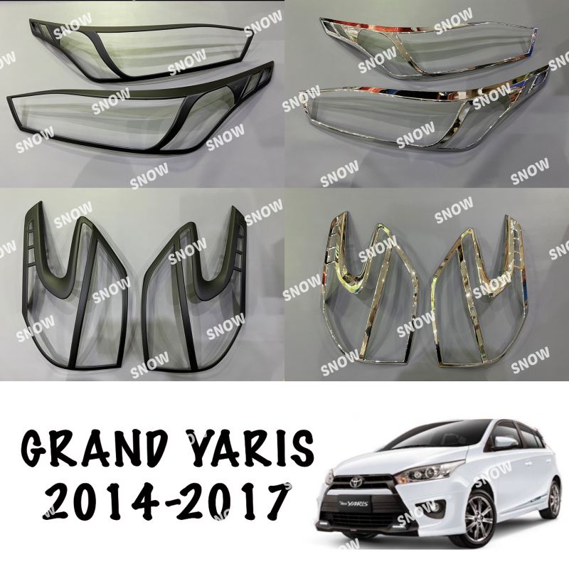 Paket Garnish Lampu Depan Belakang Grand All New Yaris 2014 2017 Hitam Chrome