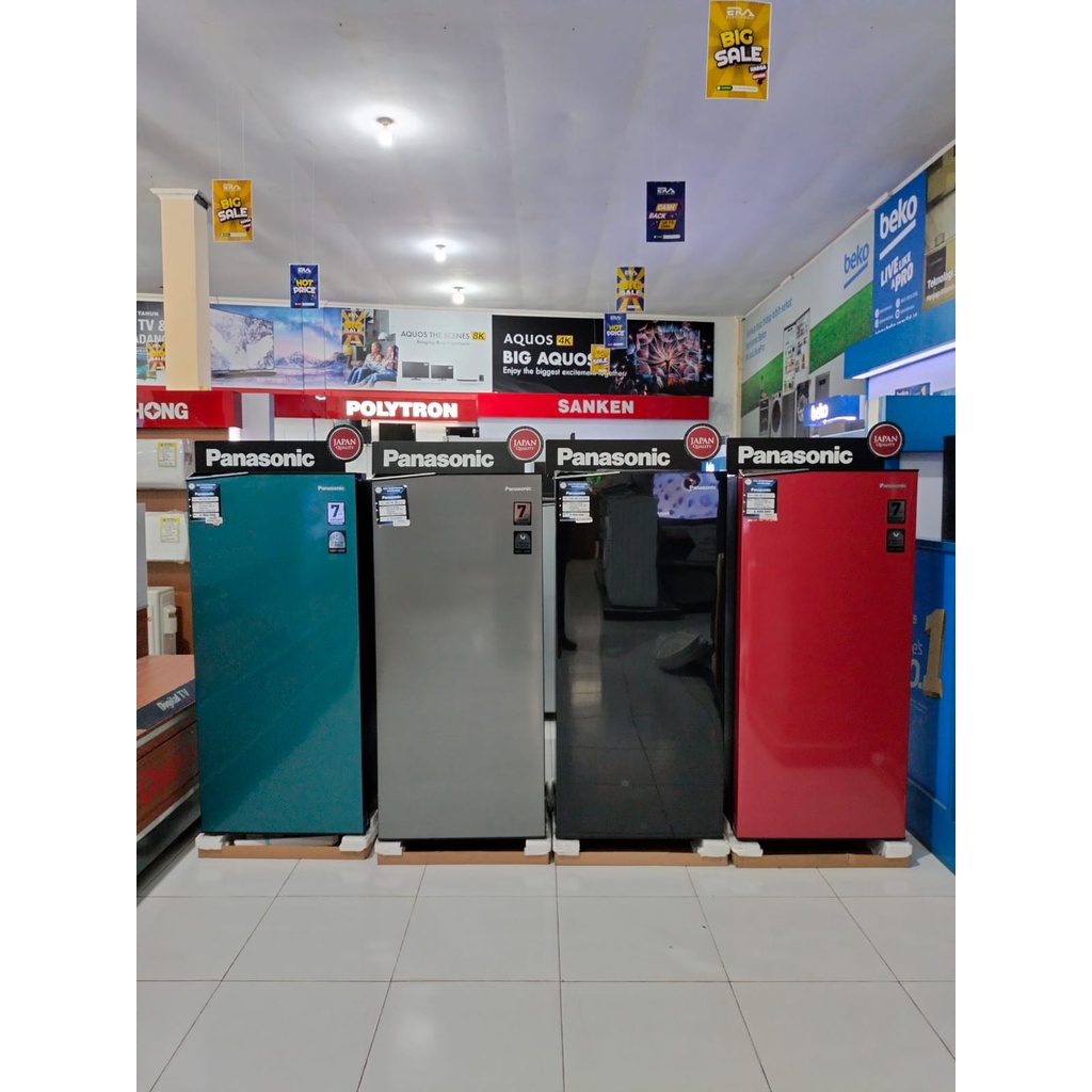 KULKAS PANASONIC 1 PINTU NR AF 191 Silver dan hitam  Kapasitas 164 Liter