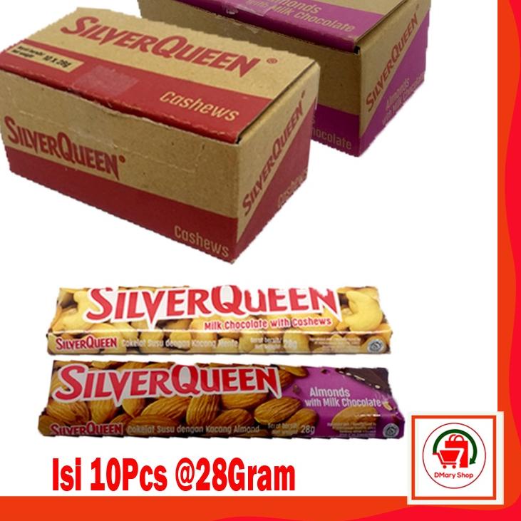 

➳ Silverqueen Almonds Cashews Milk Chocolate 1 Box Isi 10Pcs 250Gram ℮