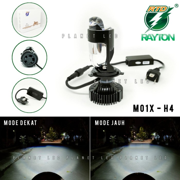Original Rtd Rayton - Lampu Utama Led M01X-H4 + Kipas Pendingin