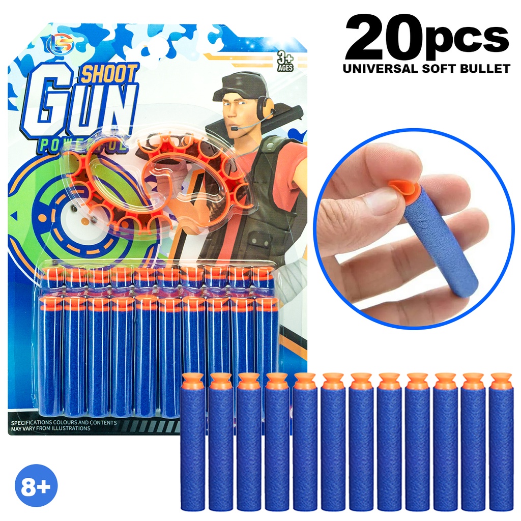 Refile Soft Bullet Isi 20pcs Isi Ulang Peluru Busa Pistol Nerft LG9