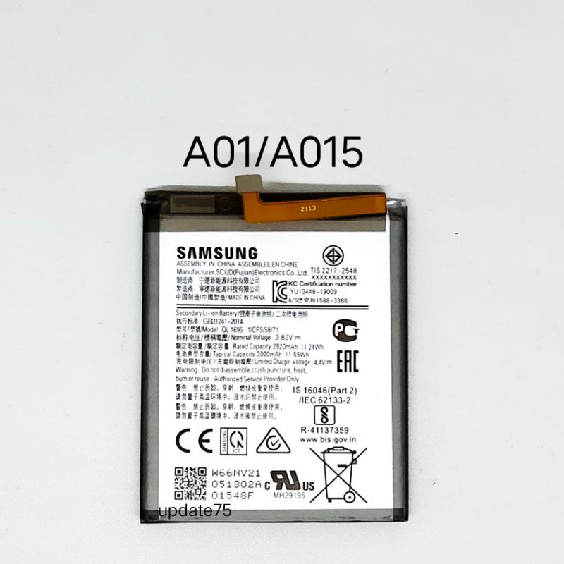 Original Oem Battery Batere Batre Baterai Mcom Samsung A01 A015 QL-1695 QL1695 QL 1695