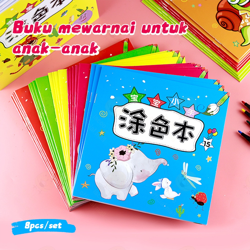 Lacoo Buku gambar mewarnai anak lucu Drawing book bayi tk Activity book Grafiti mewarnai lukisan gambar