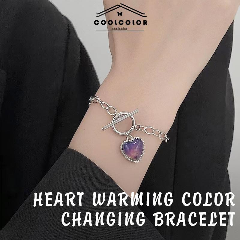 COD❤️Gelang Cinta Berubah Warna Hangat Gelang Jalan Wanita Menembak Hip Hop Perhiasan Teman Gadis Keren- cl
