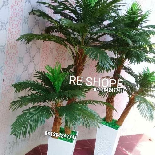 POHON HIAS PLASTIK PALEM SIKAS/BUNGA HIAS BUNGA PLASTIK PALEM CABANG 2 RT4655HY