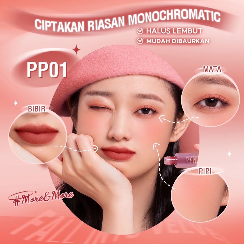 PINKFLASH More&amp;More Long-lasting Velvet Airy Matte Mousse Lipstick Smooth Lasting Silky Lip tint Multi-use 4.9 107 Penilaian 246 Terjual