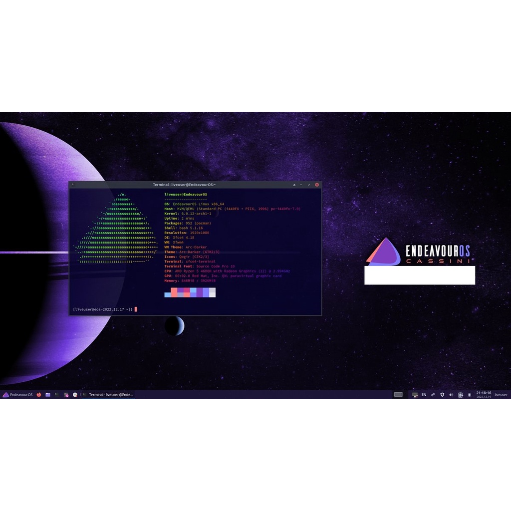 Linux Endeavouros Cassini Flashdisk USB Bootable Installer