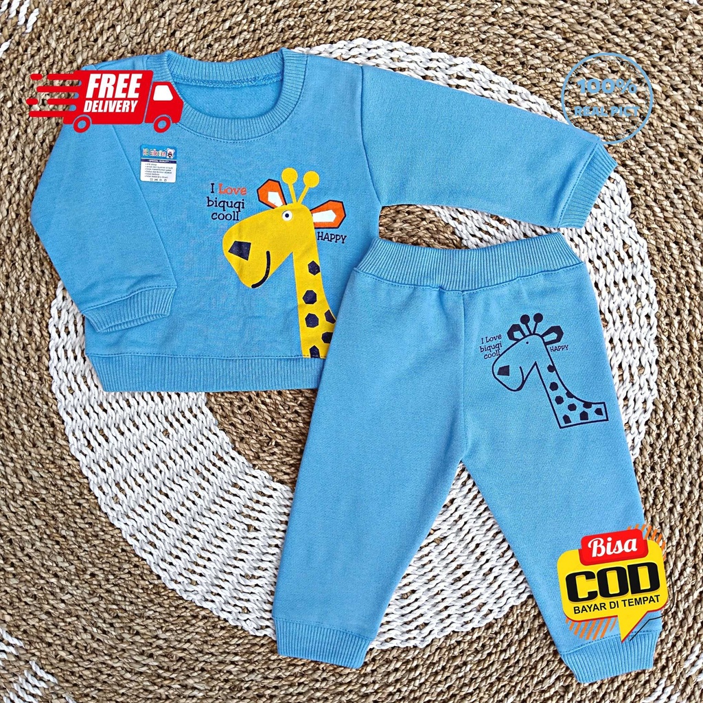 Setelan Jaket Bayi Anak 3 - 18 Bulan HB Collection, Setelan Sweater Anak GIRAFFE I LOVE