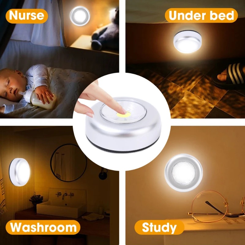 Led Wireless Under Cabinet Lighting Nempel-Anywhere LED Lampu Dinding Indoor Tenaga Baterai Touch Controlled Wireless LED Night Light Untuk Lemari, Lemari, Garasi, Dinding Kamar Tidur, K