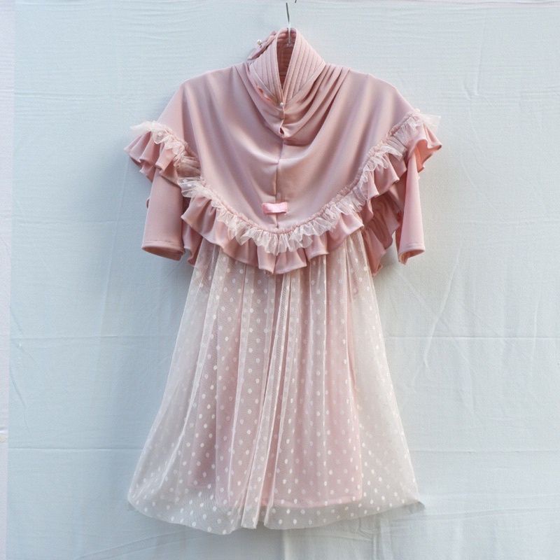 Baju Muslimah Anak 1, 2, 3 tahun gamis pesta kondangan warna navy, hijau pastel, sage, maroon, coksu