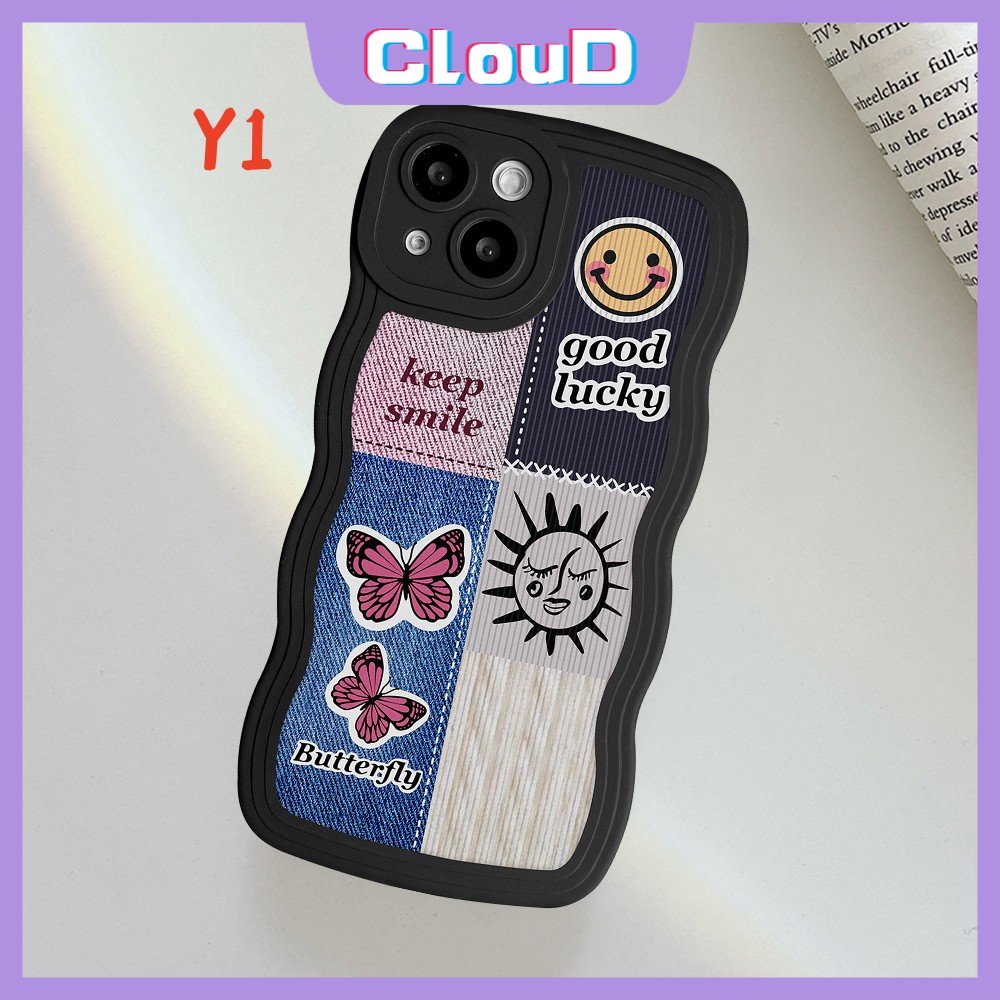 Splice Pattern Cowboy Smiley Case Redmi Note 11s 10 8 11 10s 9s 9Pro 9 11Pro+10Pro Max PO CO M3 X3 NFC Mi 11T Pro Redmi A1 9 A1+9T 10C 9A 10 10A 9C NFC Butterfly Wavy Sarung Tepi