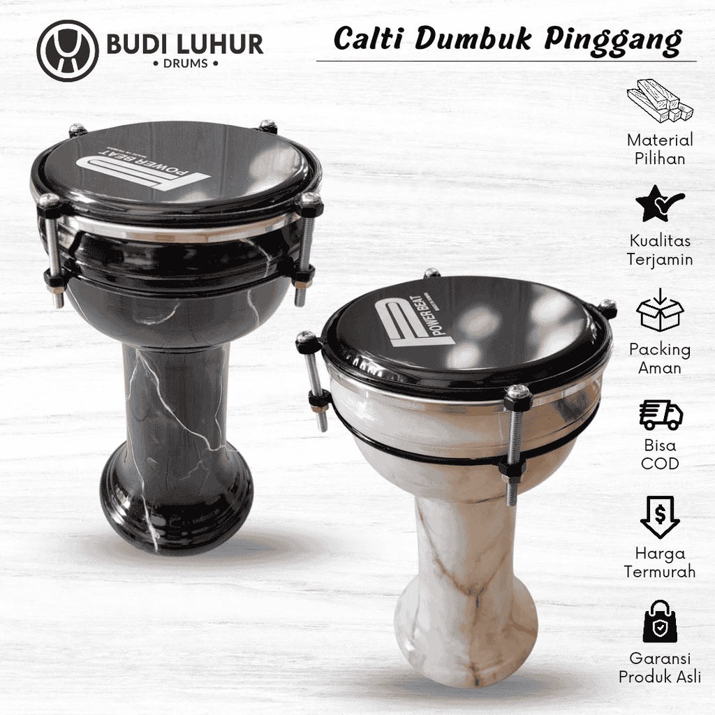 Calti Darbuka Dumbuk Pinggang Warna Marmer Putih Ukuran Anak 6 inch Kualitas Terbaik Termurah Bangga Produk Lokal