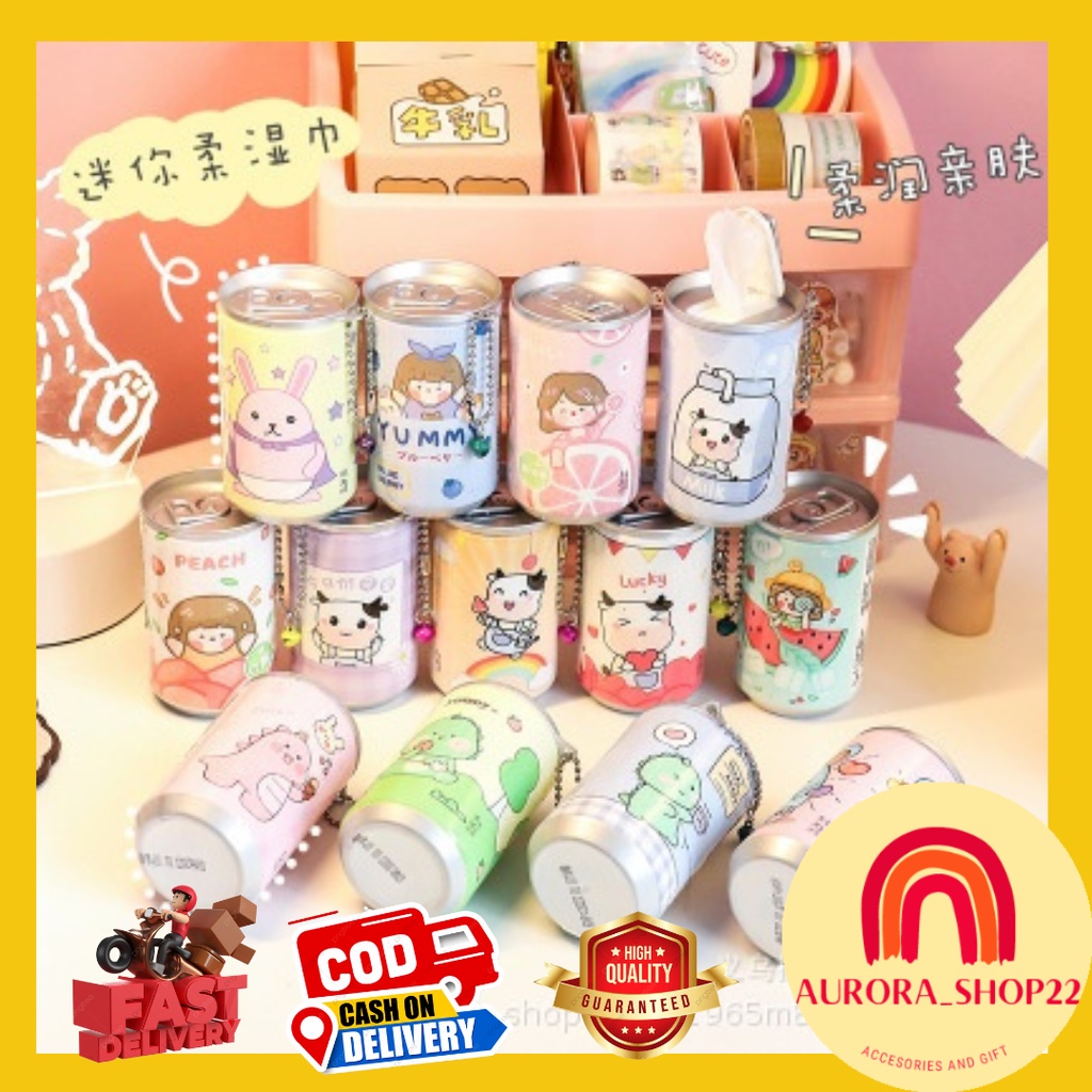 [COD] TISSUE BASAH KALENG LUCU CUTE BENTUK GANTUNGAN KUNCI KALENG TISU PORTABLE MINI TISU