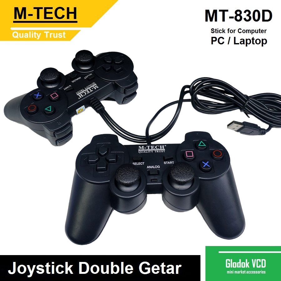 Gamepad Double Getar Black Joystick Stik for Computer PC Laptop M-Tech