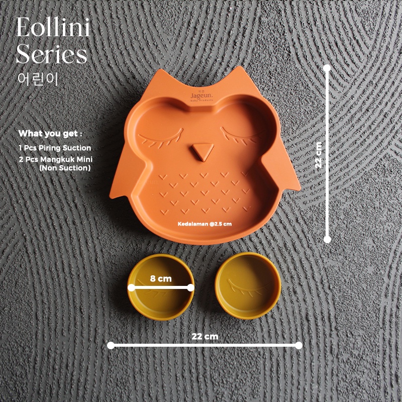 JAGEUN Premium Silicone 2in1 Suction Plate &amp; Bowl Owl Shape | Piring &amp; Mangkuk Tempat Makan Anak Bayi Burung Hantu