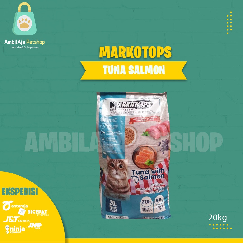 Makanan kucing kering Markotops 20kg adult Dry food (Grab gosend)