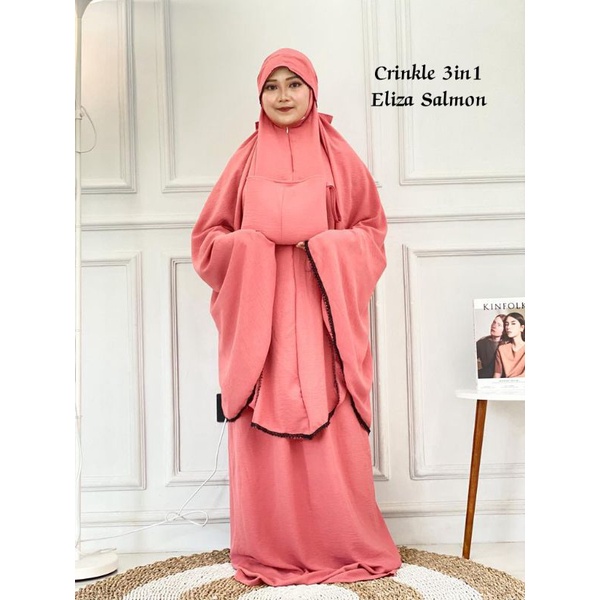 Mukena Crinkle 3in1 Eliza Jumbo Syari Traveling Umroh