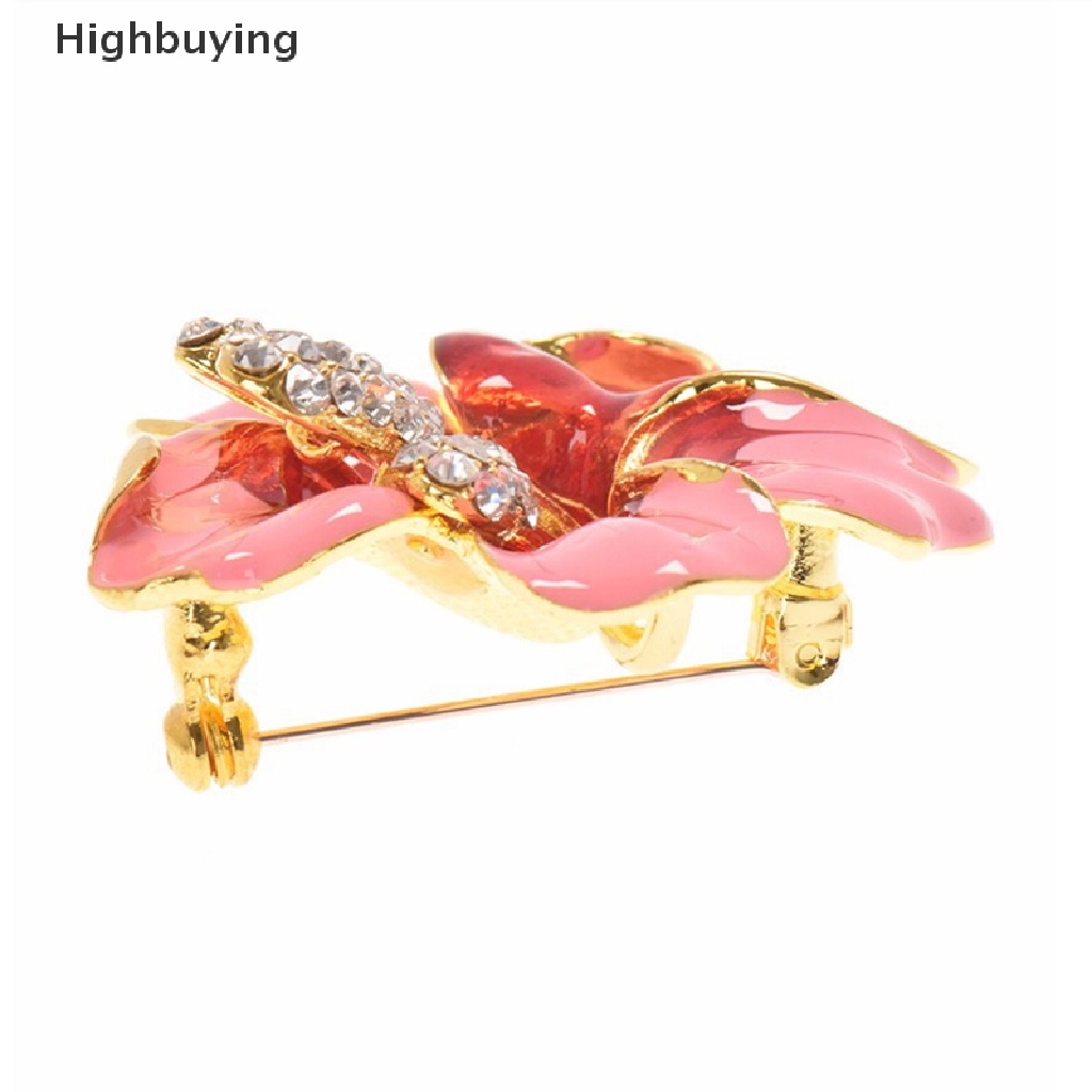 Hbid Fashion Wanita Pesona Enamel Bros Berlian Imitasi Kristal Lily Bunga Bros Pin Glory