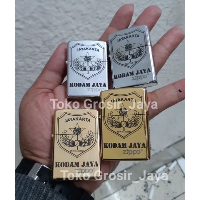 Zippo Korek Api Lighter Custom Ukir Logo Kodam Jaya Jayakarta