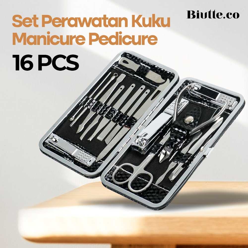 Biutte.co Set Perawatan Kuku Nail Art Manicure Pedicure 16 in 1 - MJ1096-01