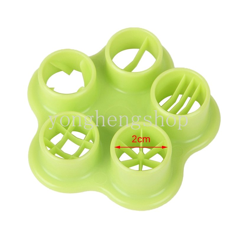 5 In 1 Cetakan Pemotong Sosis / Hot Dog / Daging Ham / Barbecue / Bento Bentuk Bunga / Gurita / Kepiting DIY