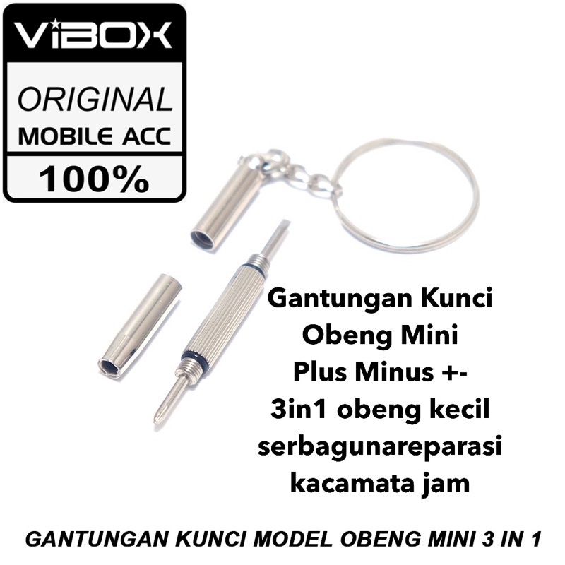 Gantungan Kunci vibox Obeng Plus Minus Mini 3in1 obeng kecil serbaguna obeng reparasi kacamata jam universal SMOLL