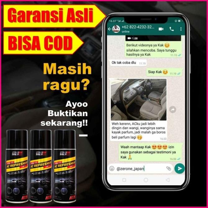 Zerone AC Refresher PEMBERSIH dan Penyegar AC mobil