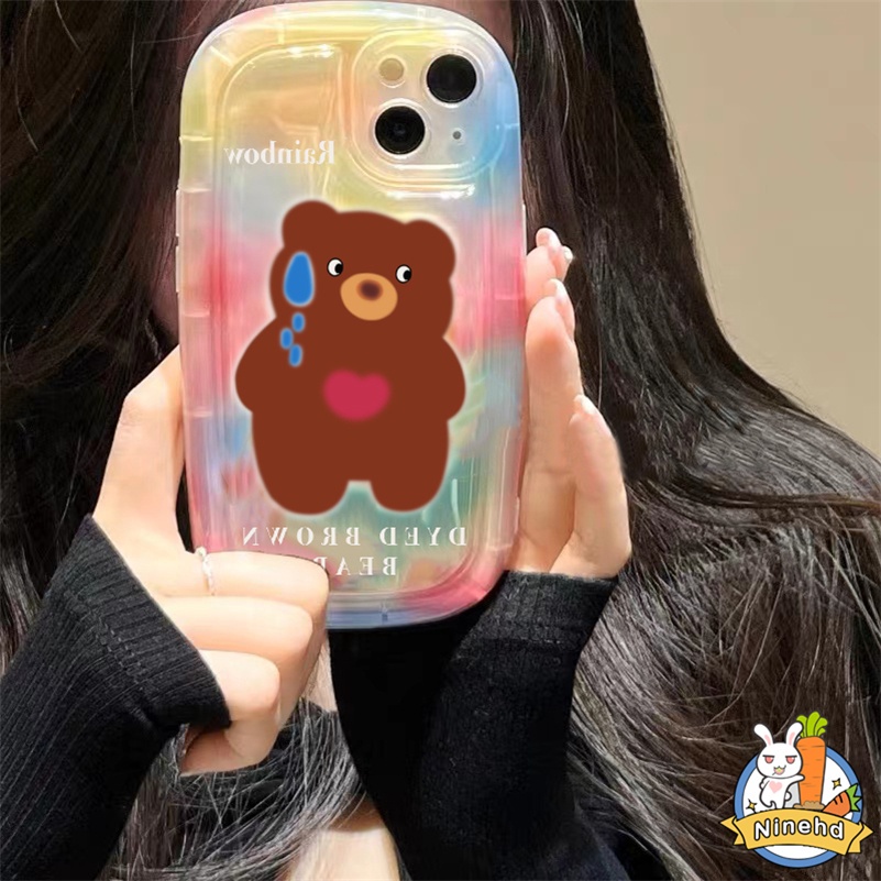 IPHONE Casing Kompatibel Untuk Iphone14 13 12 11 Pro Max X Xr Xs Max8 7 6 6s Plus Se2020Ananan Lucu Imut Beruang Ponsel Case Pelindung Lensa Warna Warni Halo Dye Silikon Soft Case Cover Pelindung