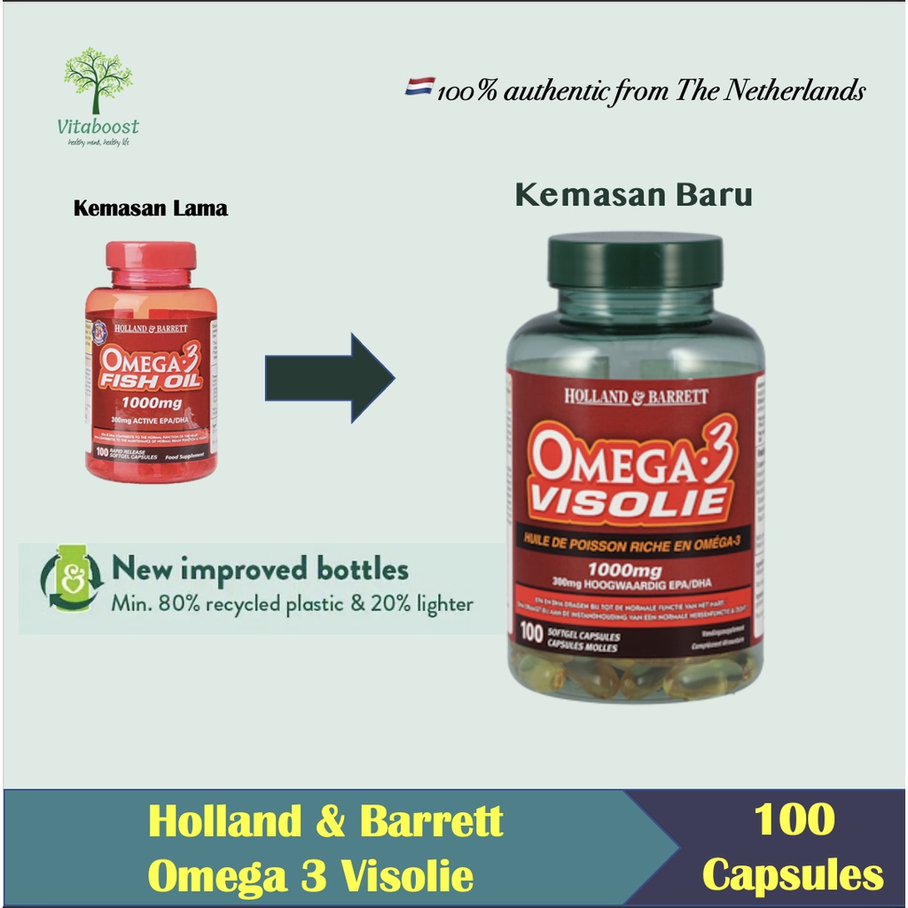 Jual Holland & Barrett Omega 3 Visolie 1000mg (100 Capsules) Shopee