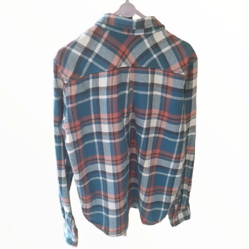 Navy-Red Plaid Flannel Shirt